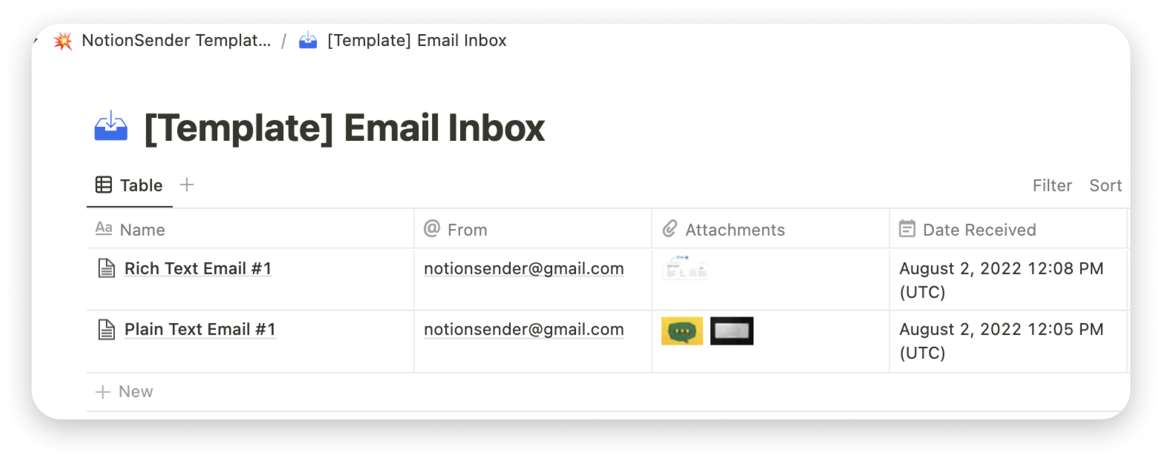 Email Inbox Example